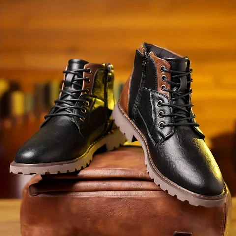 Robuster Herrenschnürstiefel aus Veganes Leder