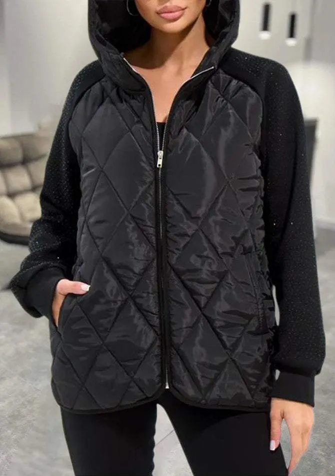 Wasserabweisende Daunenjacke mit Rautenmuster