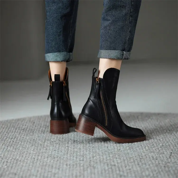 Elegante Damen Lederstiefeletten