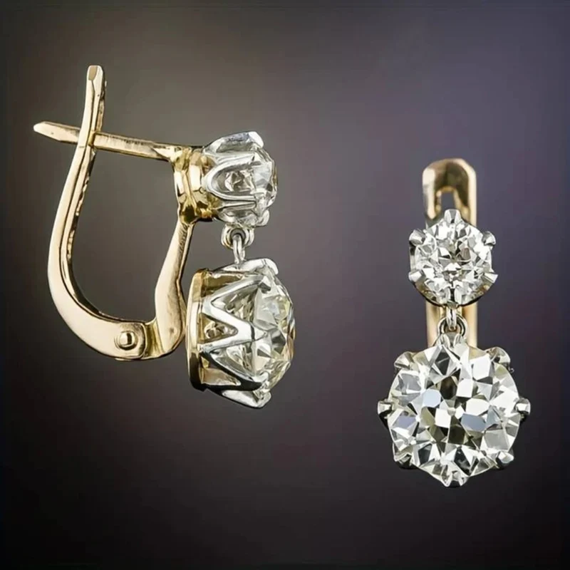 Vintage Zirkonia-Ohrringe in Gold