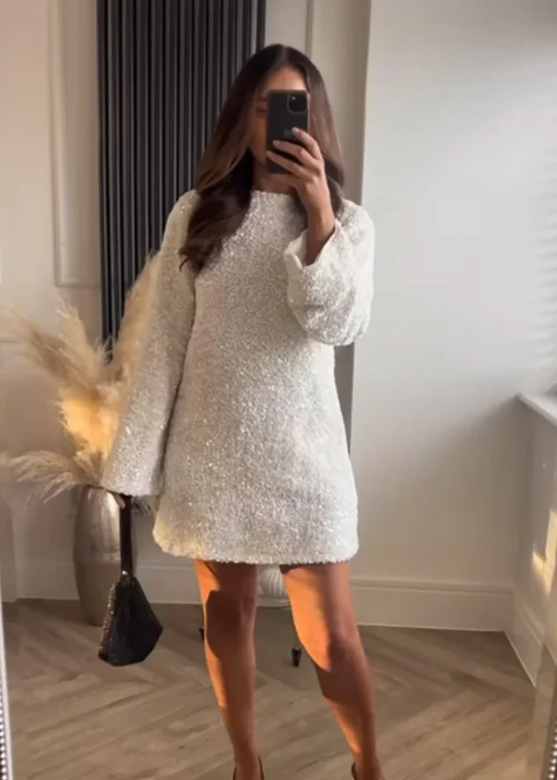 Chloe | Schleife Texturiertes Minikleid