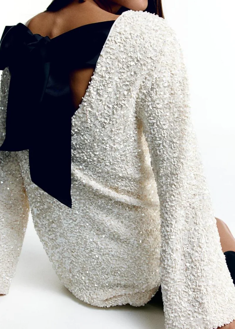 Chloe | Schleife Texturiertes Minikleid