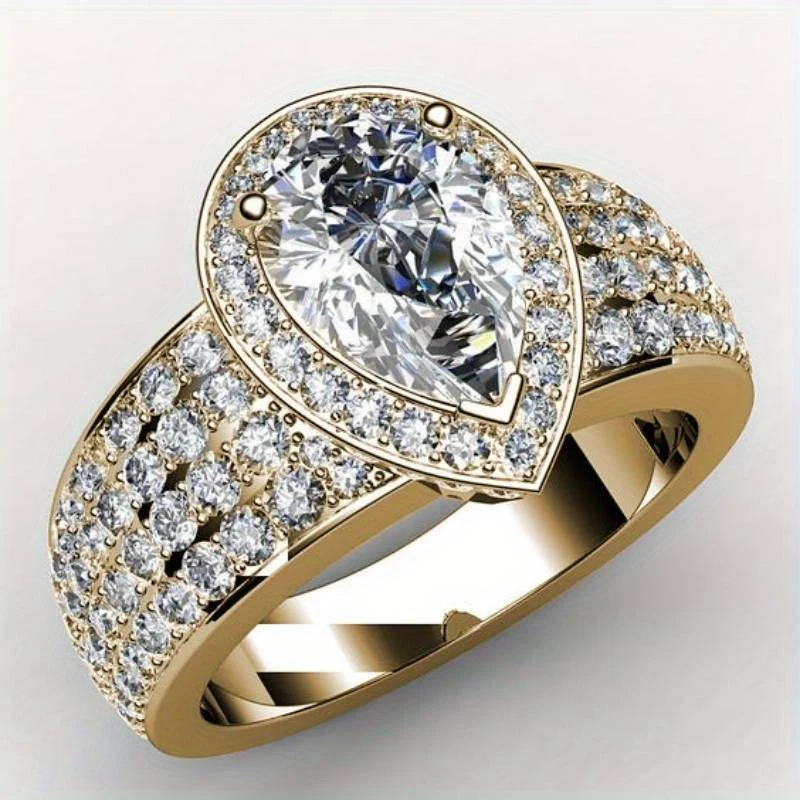Vintage Tropfen Zirkonia Gold Ring