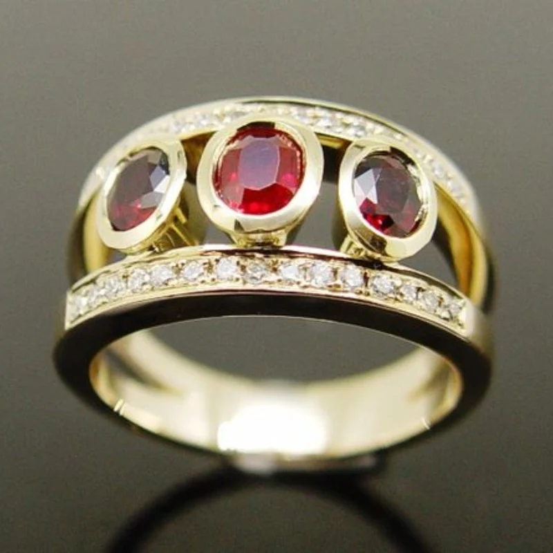 Vintage Rot Zirkonia Gold Ring