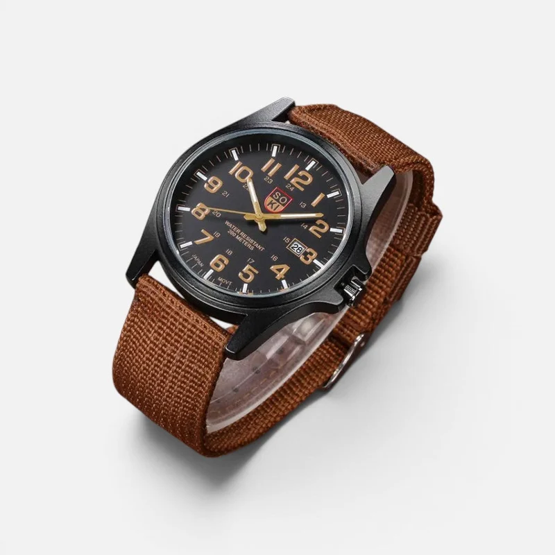 Armbanduhr Analog Ziffernblatt Stoffarmband Rundes Gehäuse