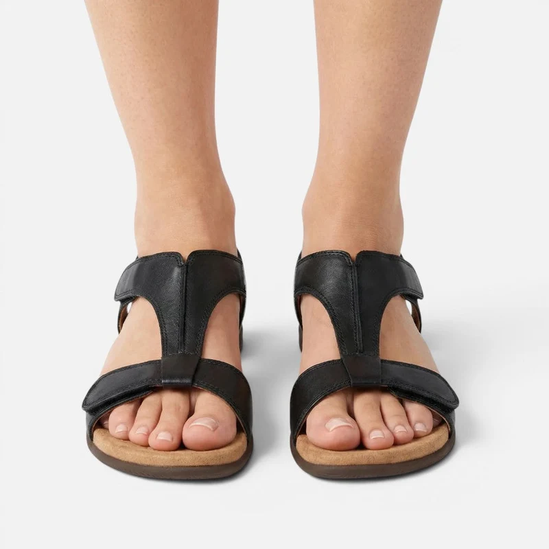 Orthopädische Sandalen Offene Zehen Klettverschluss Flach
