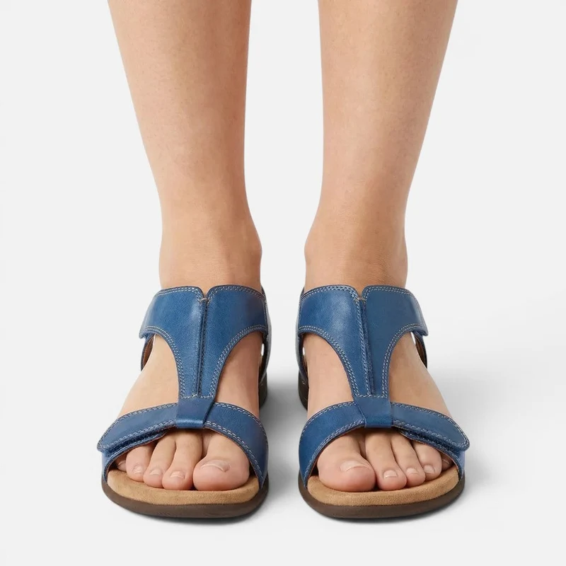 Orthopädische Sandalen Offene Zehen Klettverschluss Flach
