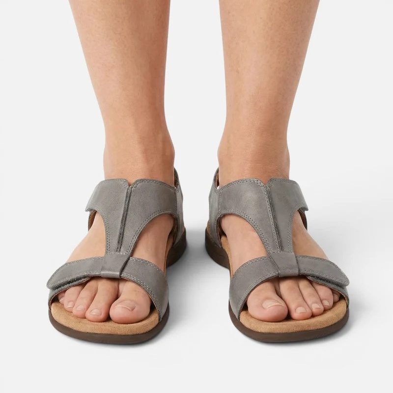 Orthopädische Sandalen Offene Zehen Klettverschluss Flach