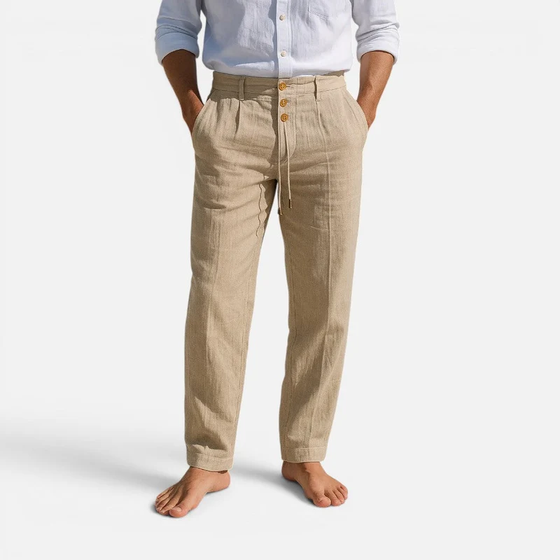 Leinenhose Lockerer Schnitt Mit Kordelzug Taschen