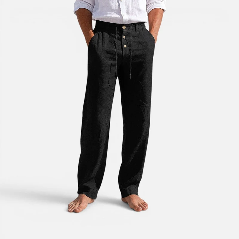 Leinenhose Lockerer Schnitt Mit Kordelzug Taschen