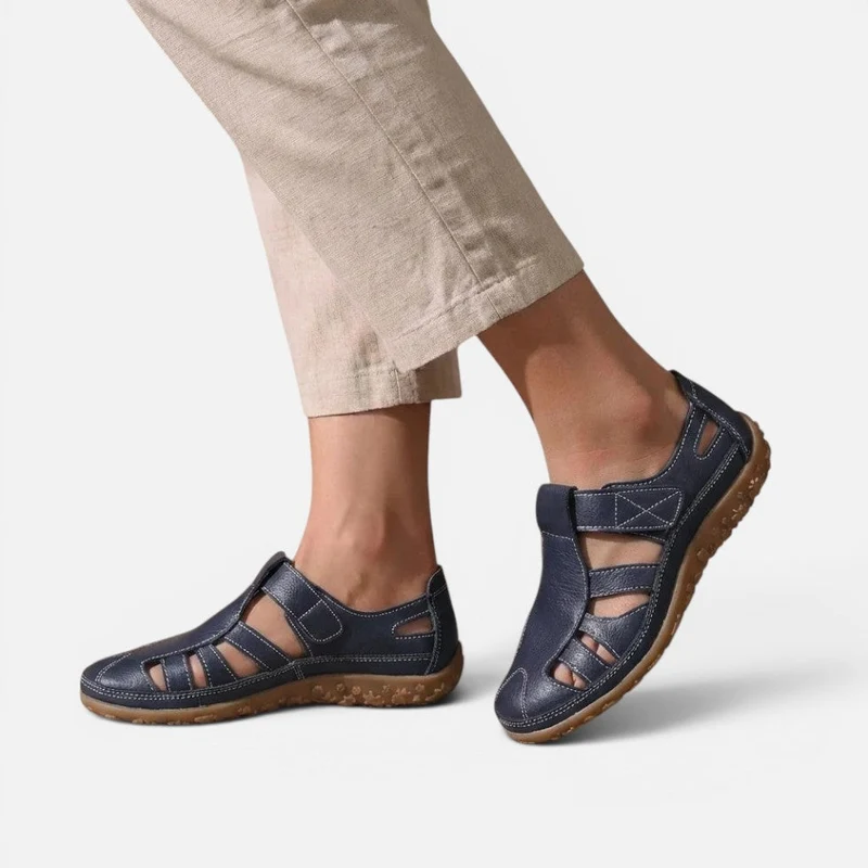 Orthopädische Halbschuhe Klettverschluss Cut Out Kunstleder
