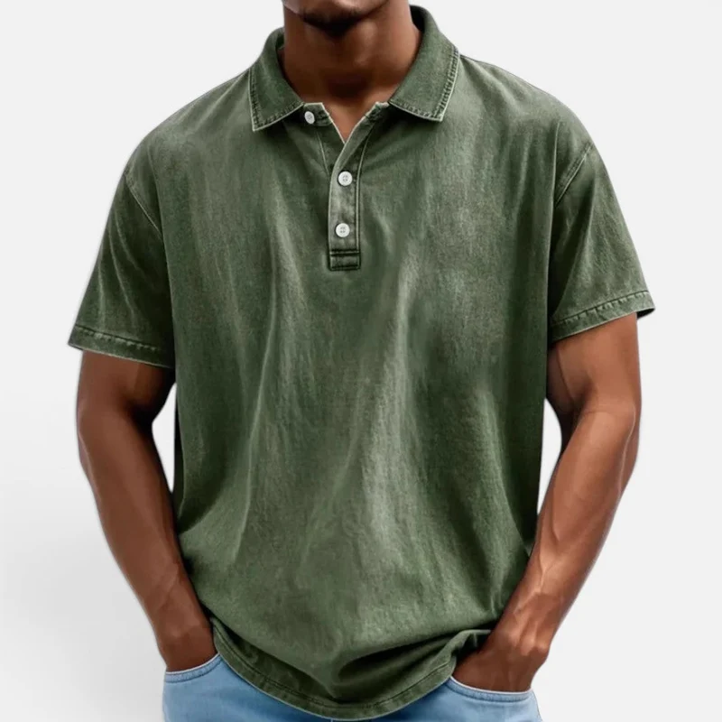 Poloshirt Kurzarm Baumwolloptik Umlegekragen Knopfleiste