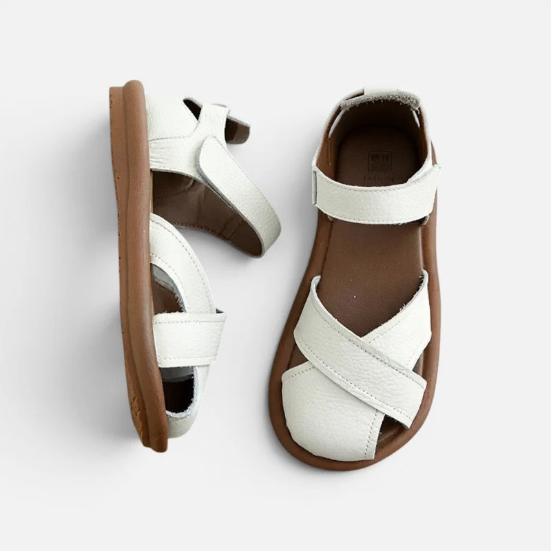Orthopedic Sandalen Kreuzriemen Klettverschluss Kunstleder