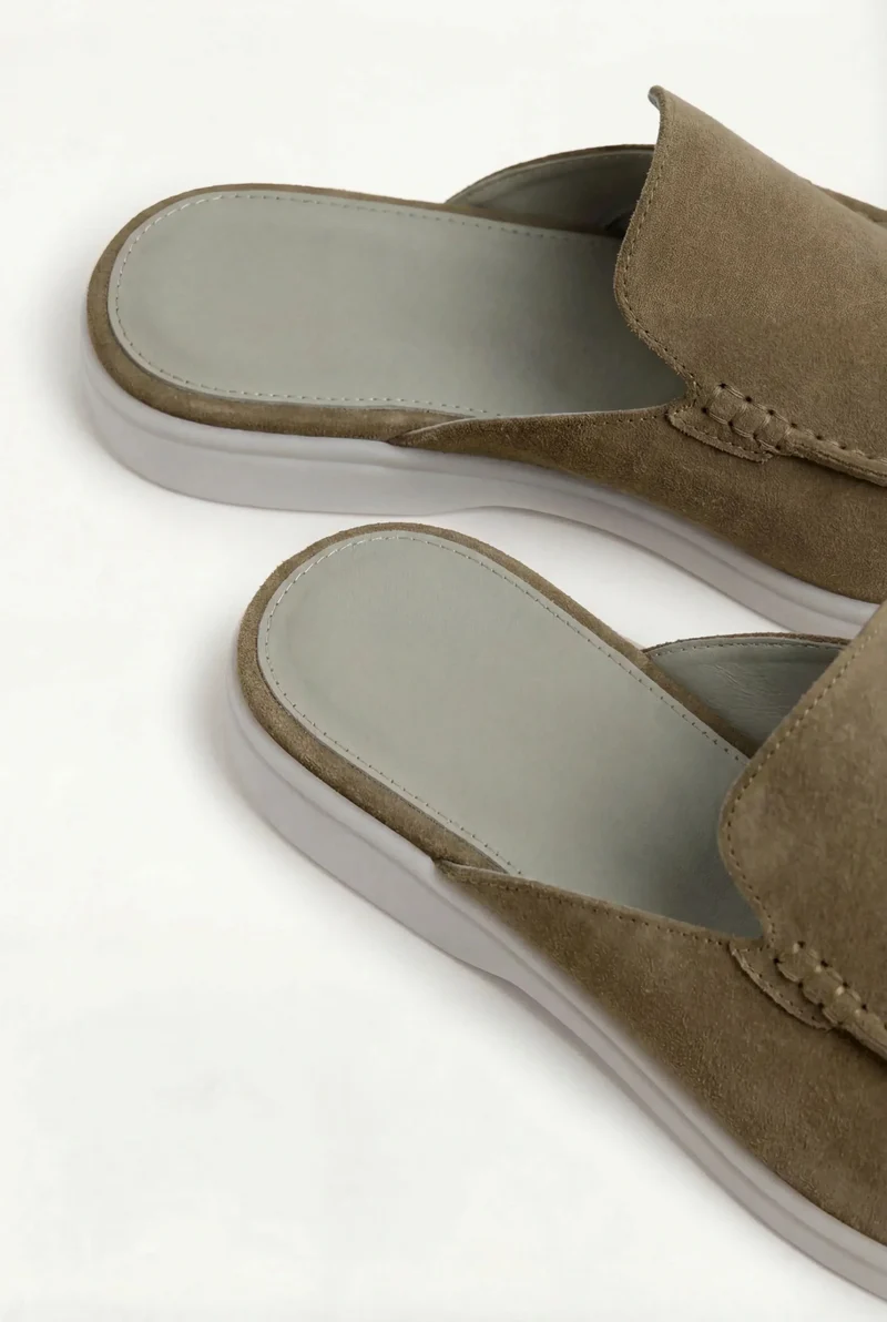 Olive Green Suede Yacht Mule