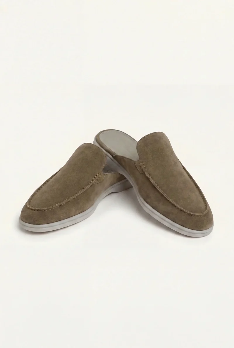 Olive Green Suede Yacht Mule