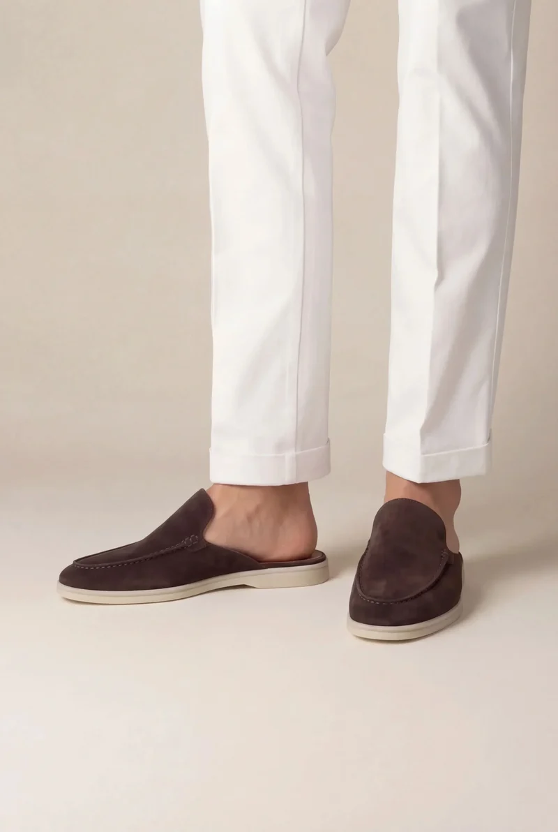 Braun Wildleder Yacht-Mule