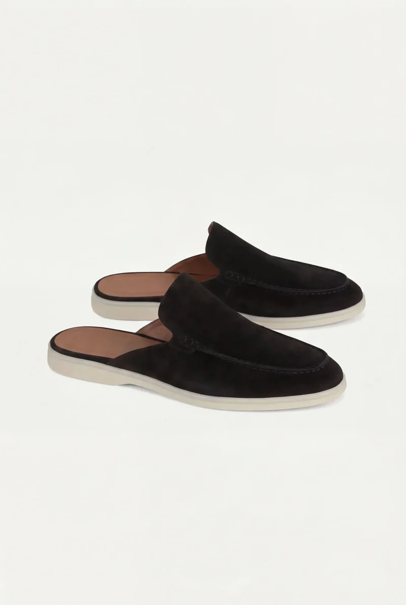 Black Suede Yacht Mule