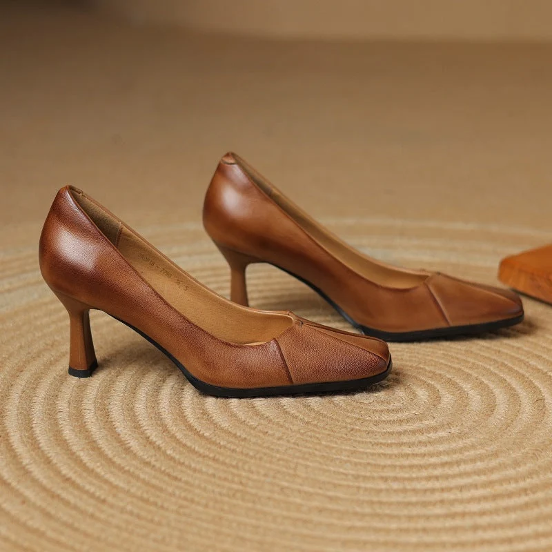 Marisol Leder Pumps mit quadratischer Zehenform
