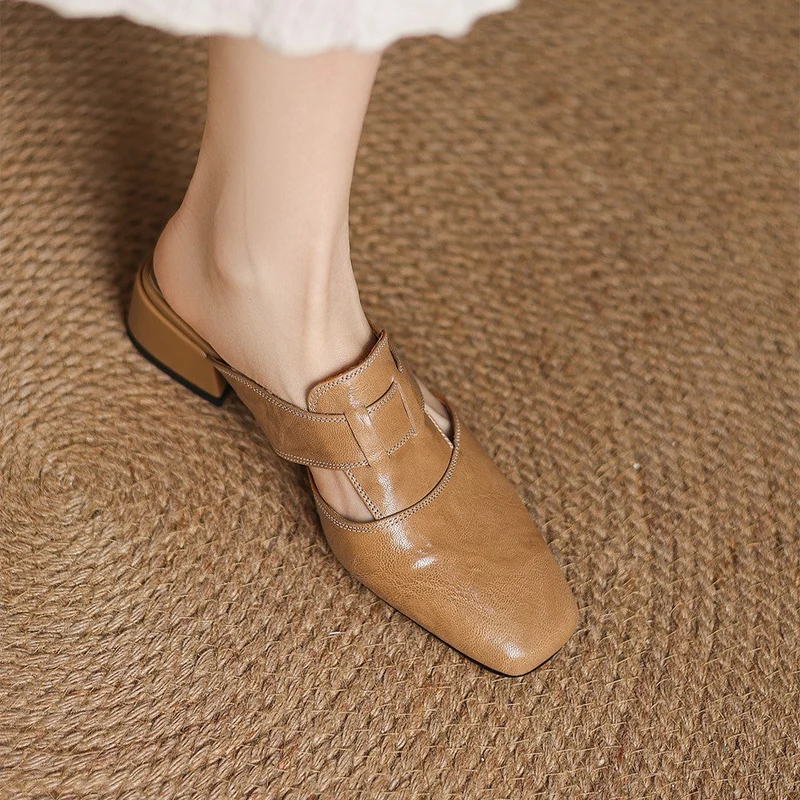 Rosel Leder-Mules mit quadrater Zehenform