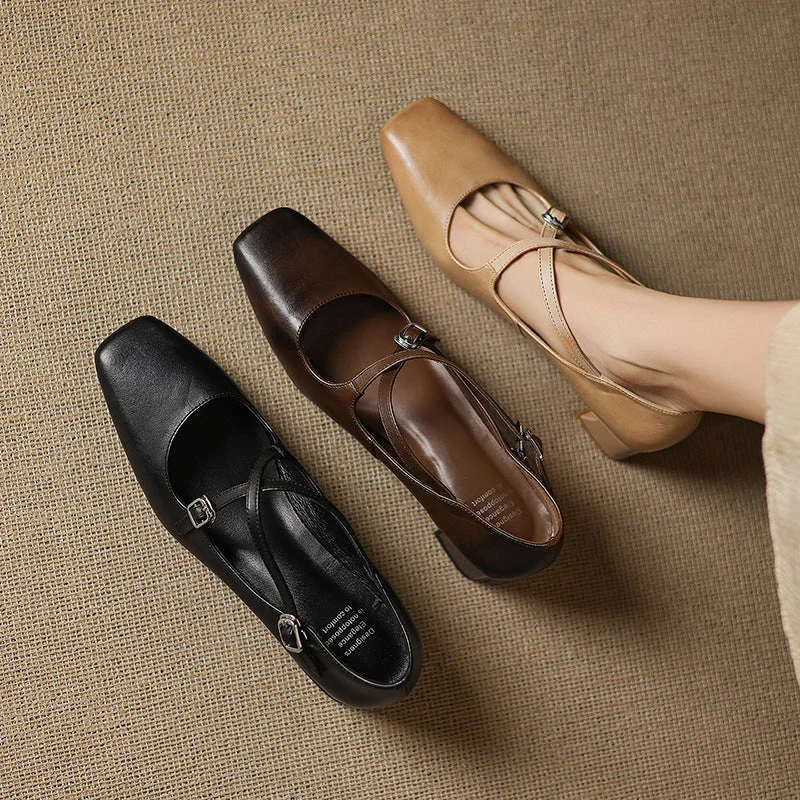 Marvane Leder Kitten Heels