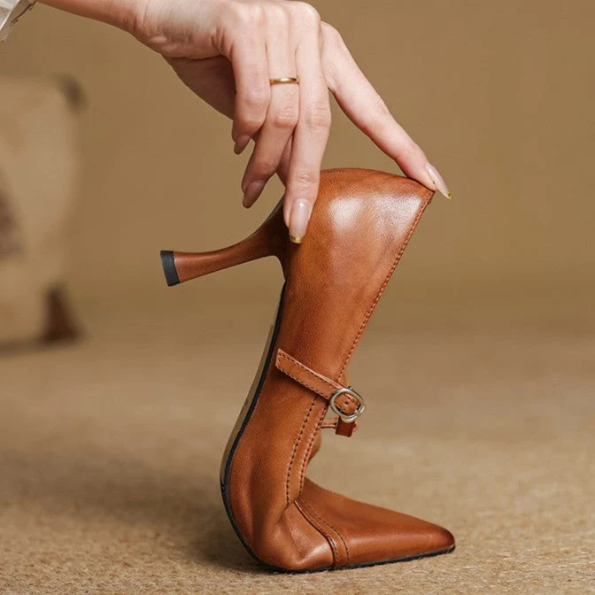 Aveline Leder T-Riemen Pumps