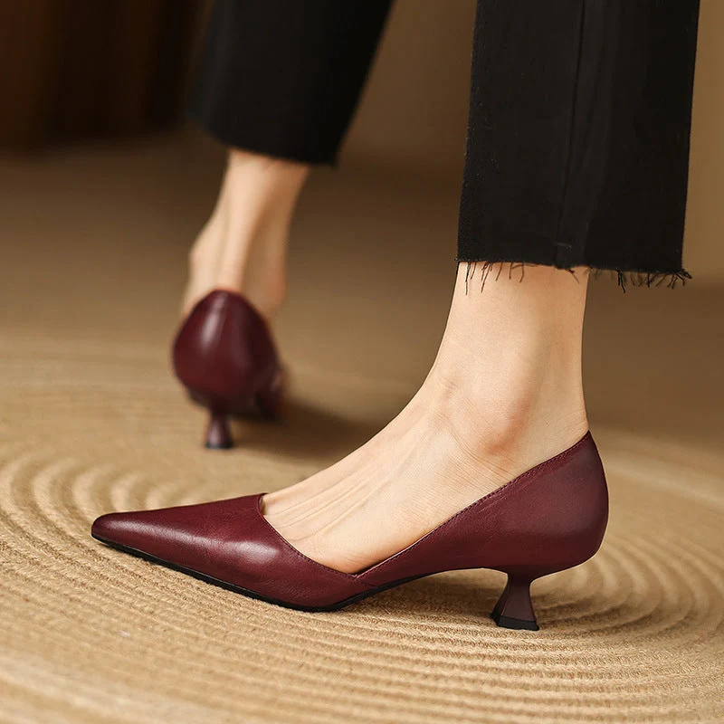 Ceyra Leder Kitten Heels