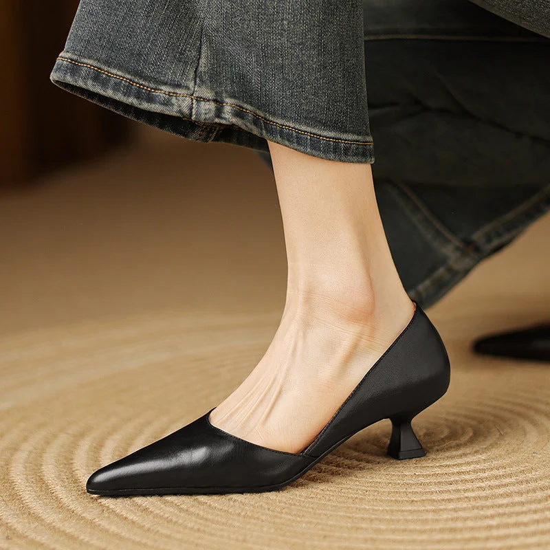 Ceyra Leder Kitten Heels