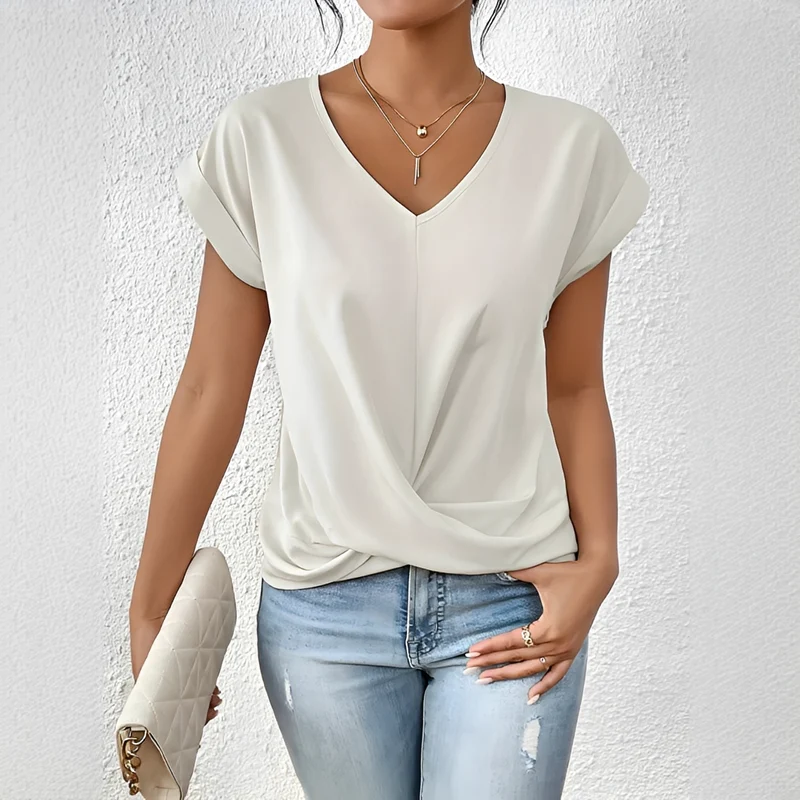 Velanie - Lockeres Shirt mit V-Ausschnitt