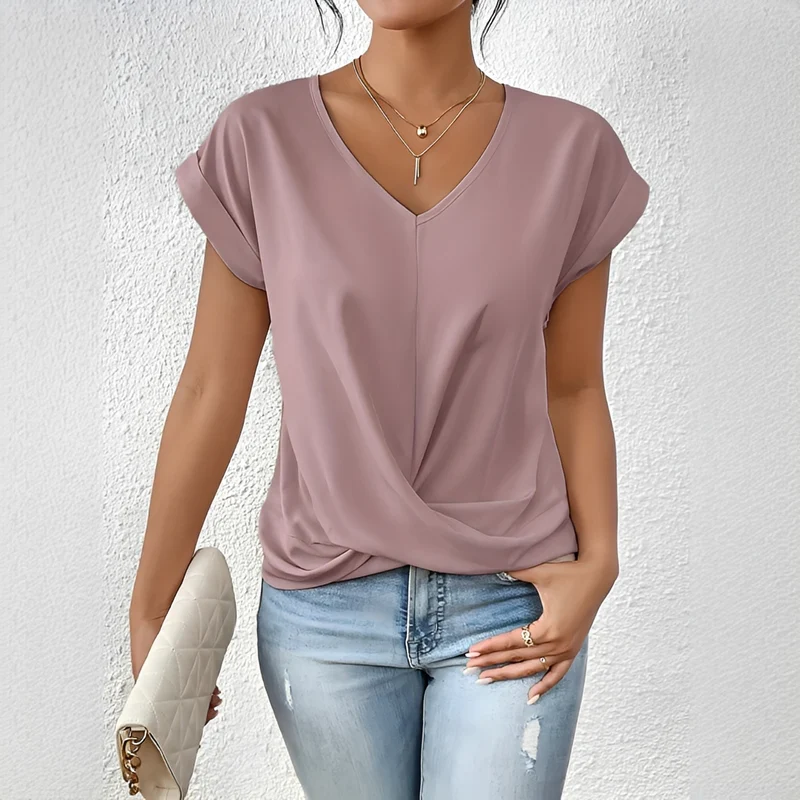 Velanie - Lockeres Shirt mit V-Ausschnitt