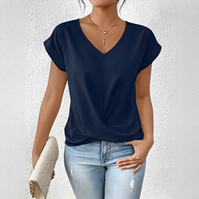 Velanie - Lockeres Shirt mit V-Ausschnitt