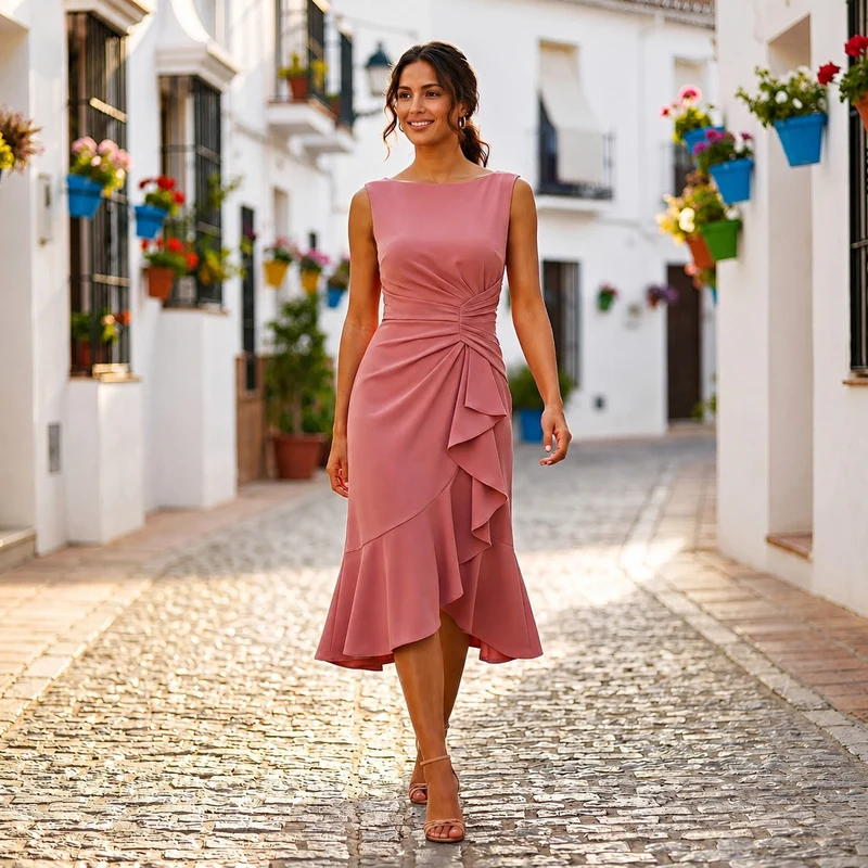 Jaiden - Stilvolles Midikleid mit Raffungen