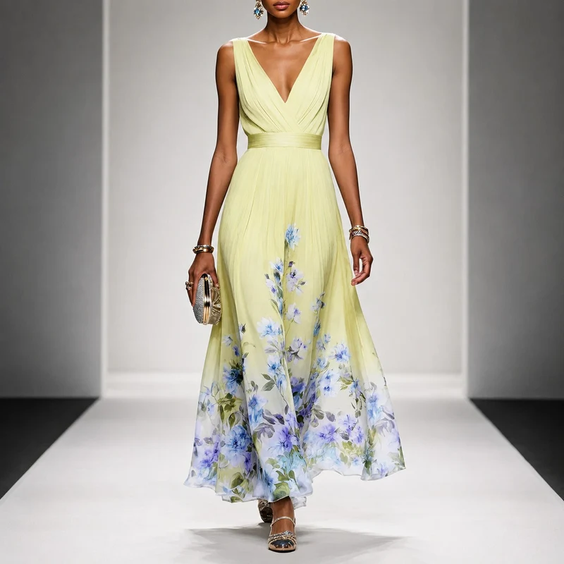 Tanisha - Langes Kleid mit Blütenmuster