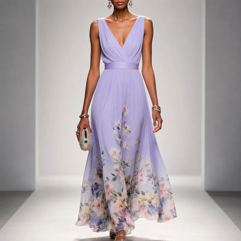 Tanisha - Langes Kleid mit Blütenmuster