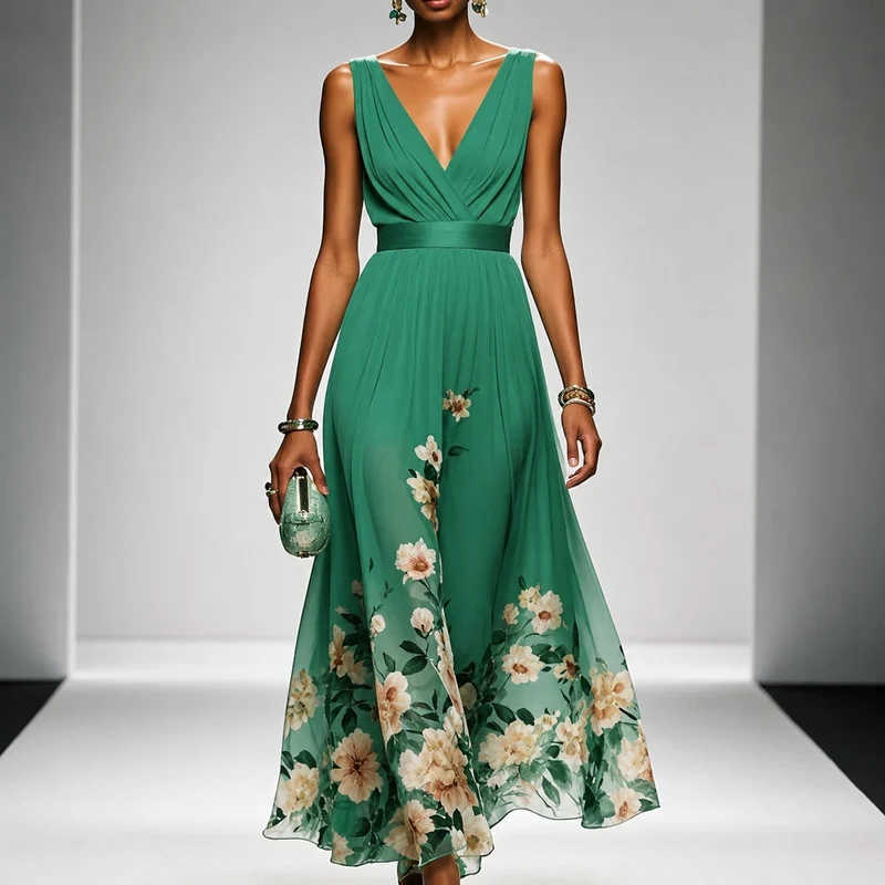 Tanisha - Langes Kleid mit Blütenmuster