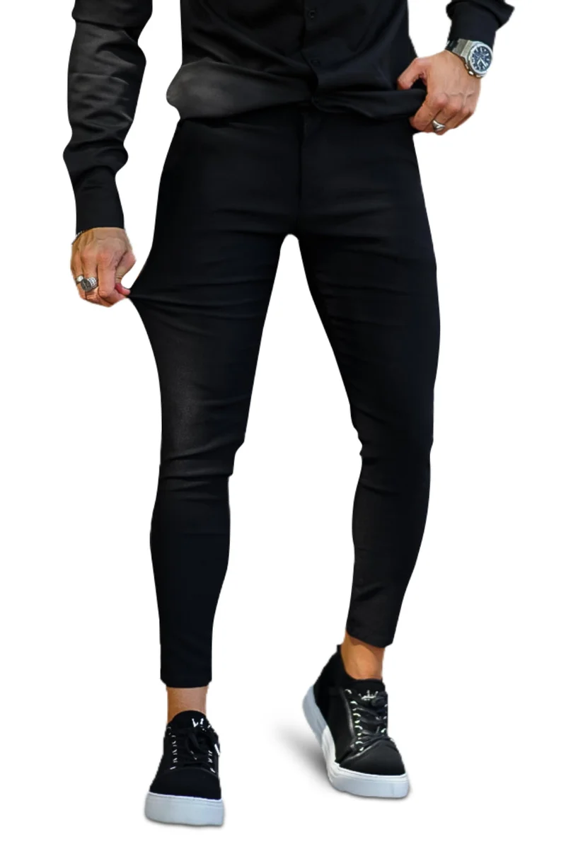 Schwarze Slim Fit Herren Stoffhose