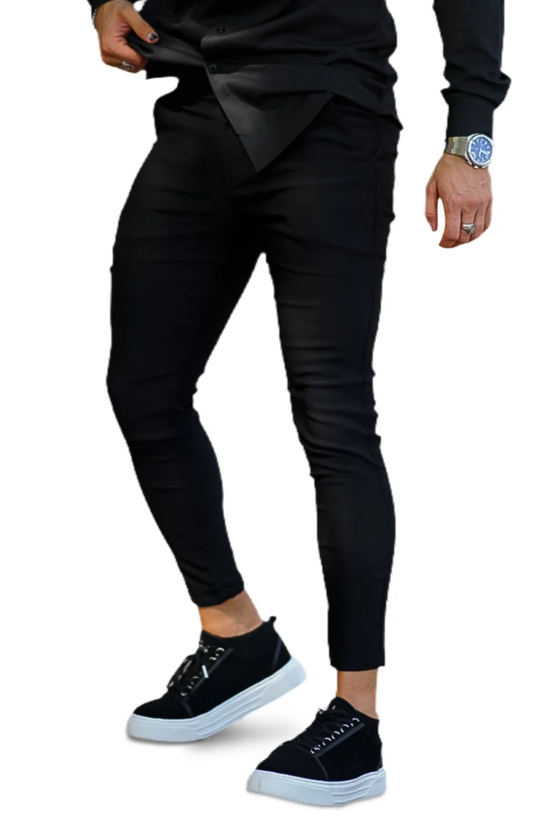 Schwarze Slim Fit Herren Stoffhose