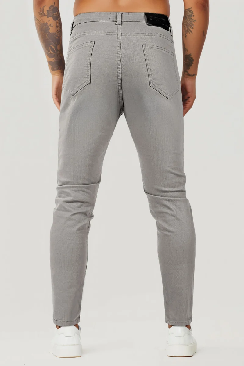 Hellgraue Schmale Herren Stretch Jeans