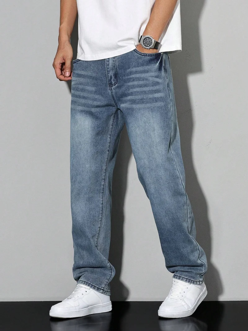 Herren Lässige Relaxed Fit Jeans