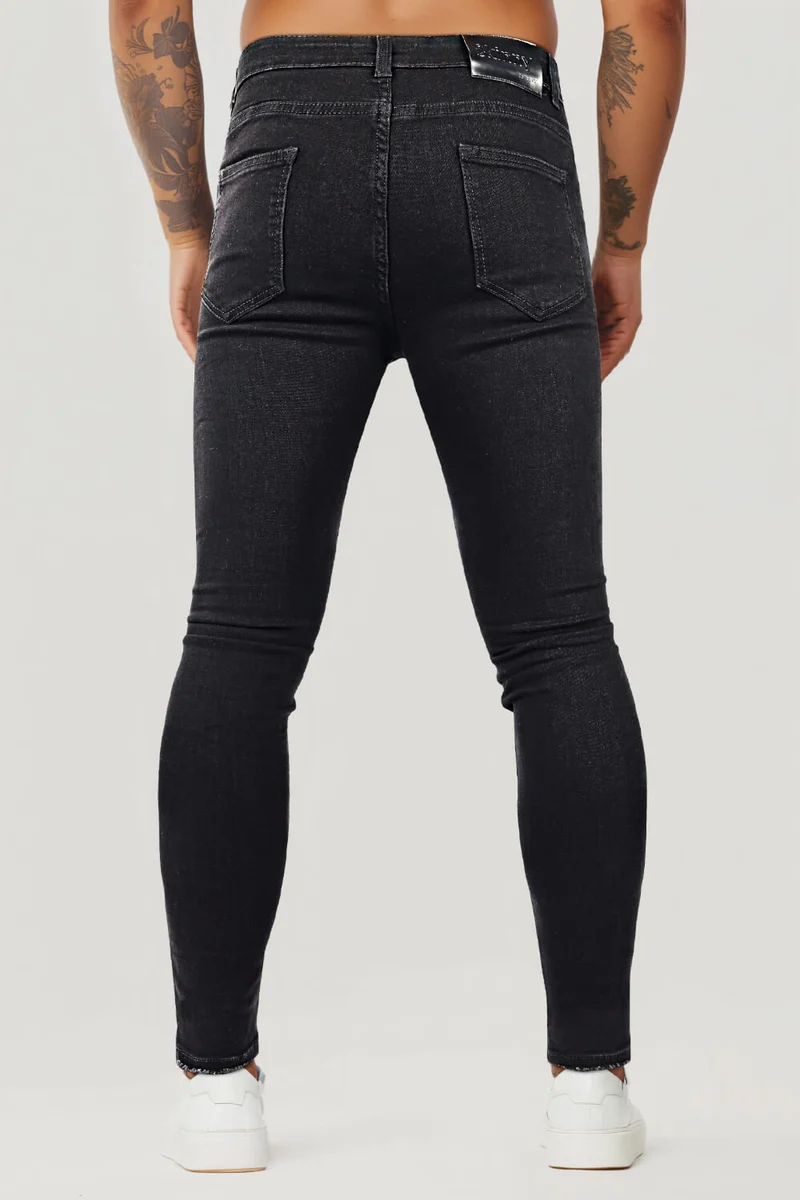 Schwarze Zerrissene Herren Skinny Jeans