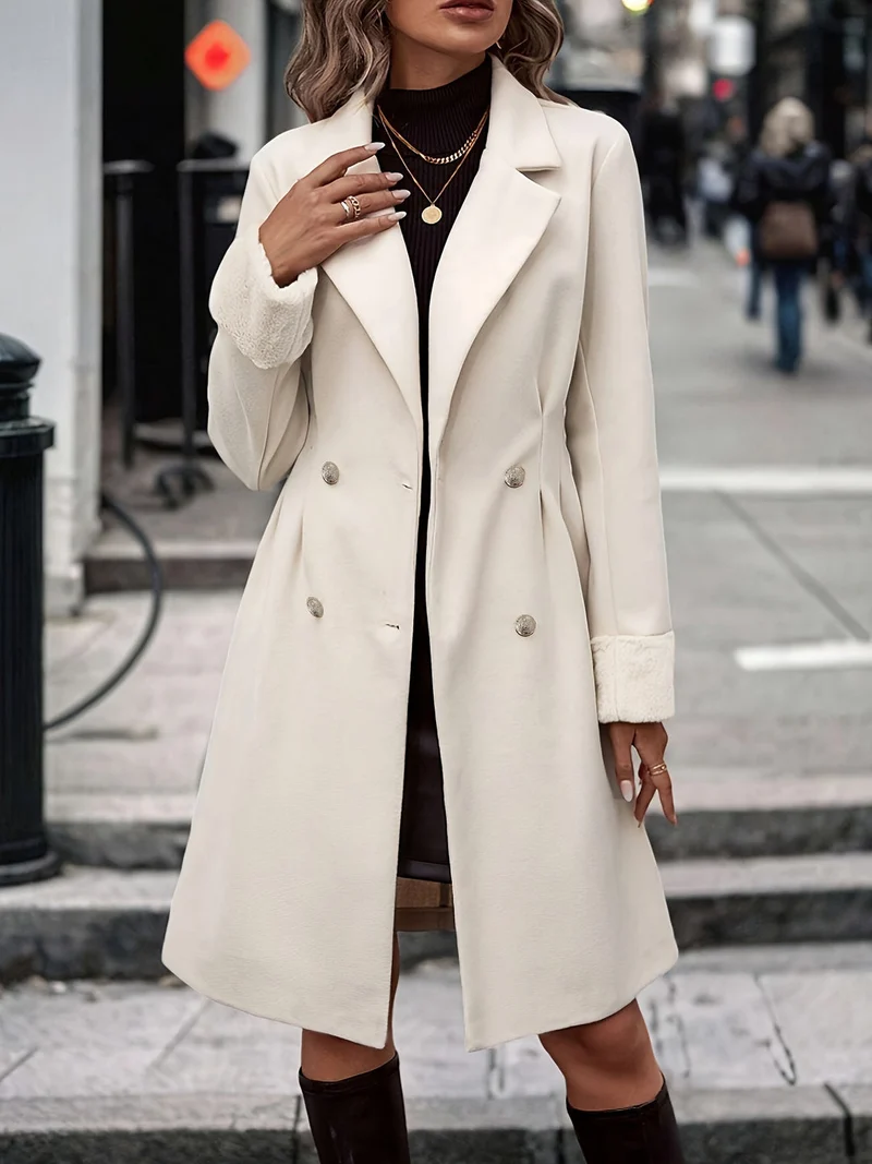 Eleganter Weißer Damen Wintermantel