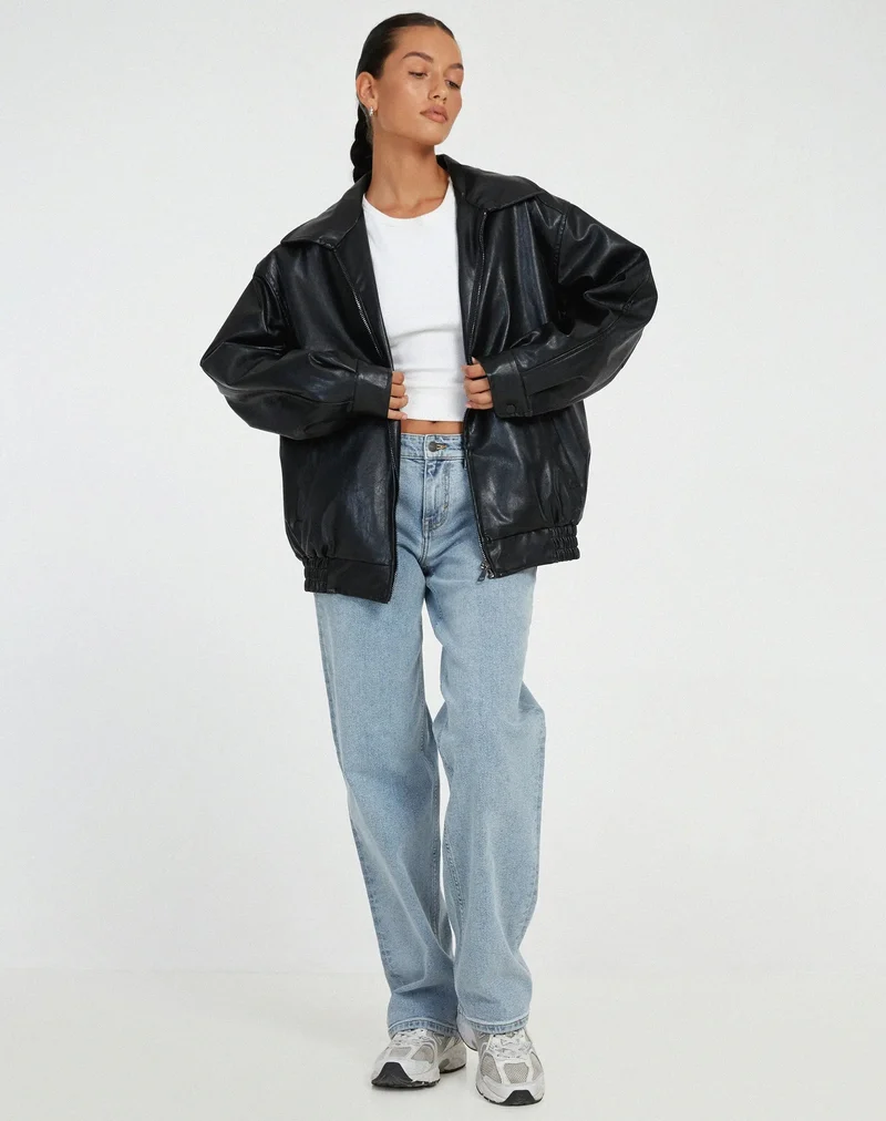 Übergroße Vintage Lederjacke