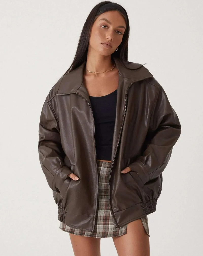 Übergroße Vintage Lederjacke