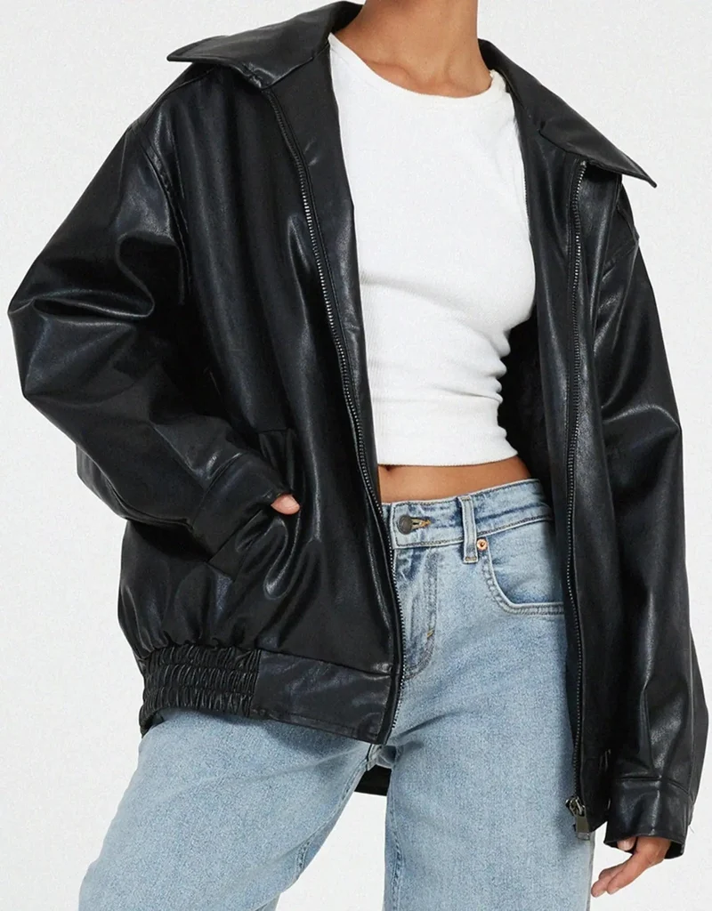 Übergroße Vintage Lederjacke
