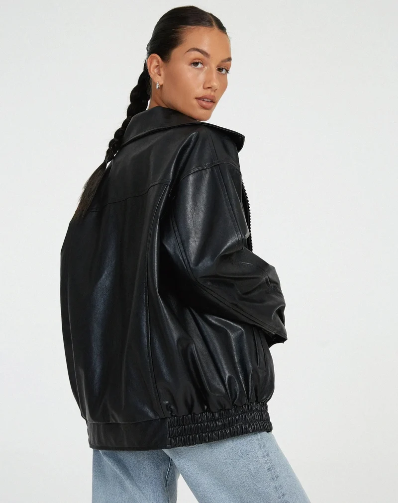 Übergroße Vintage Lederjacke