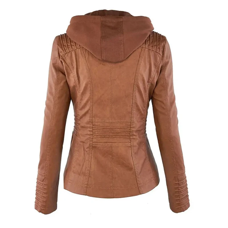 Biker-Lederjacke mit Kapuze