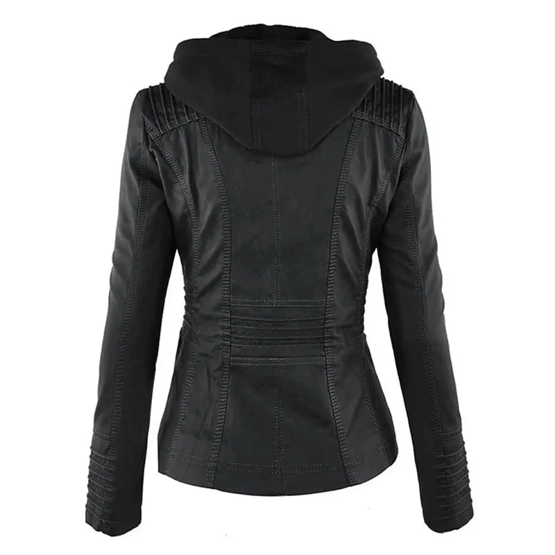 Biker-Lederjacke mit Kapuze