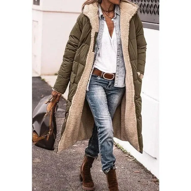 Stilvoller langer Mantel für Damen, Teddy Coat