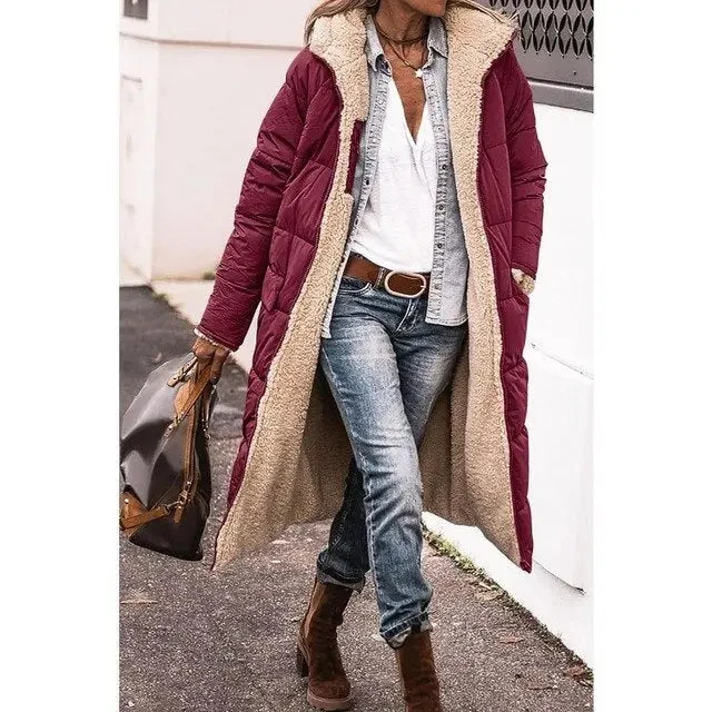 Stilvoller langer Mantel für Damen, Teddy Coat