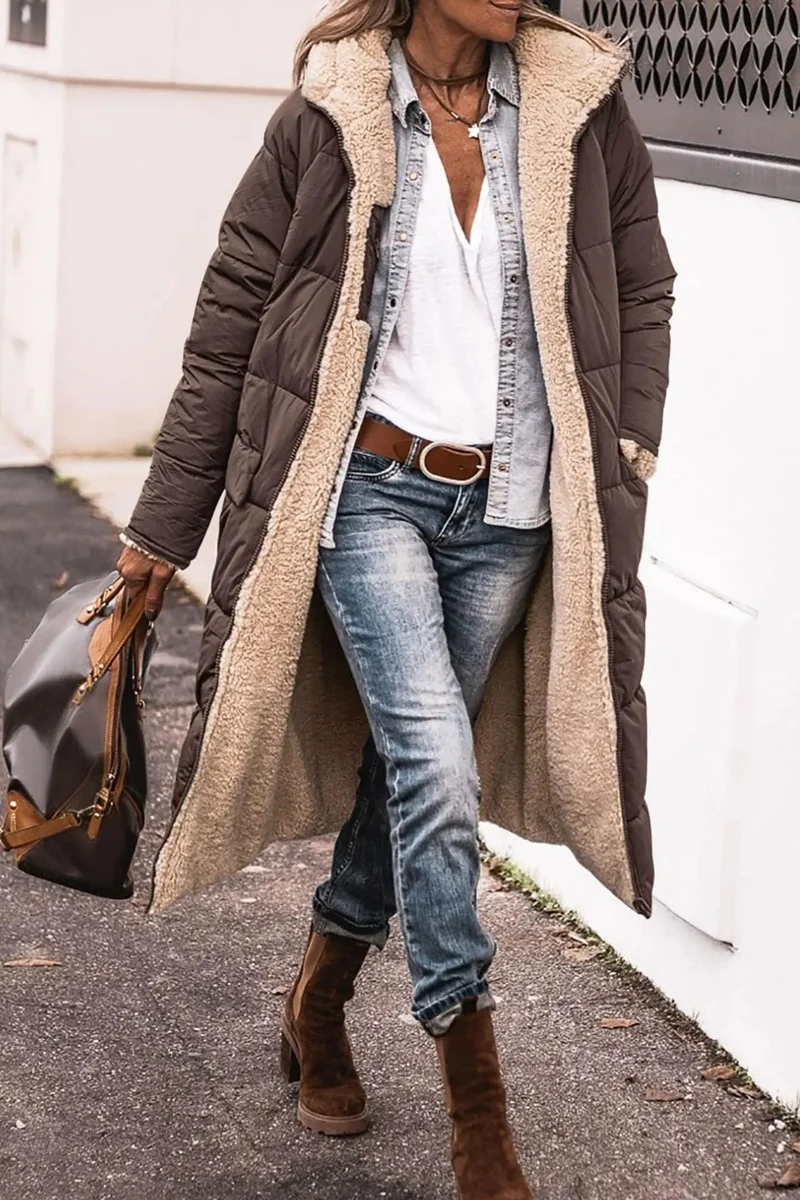 Stilvoller langer Mantel für Damen, Teddy Coat