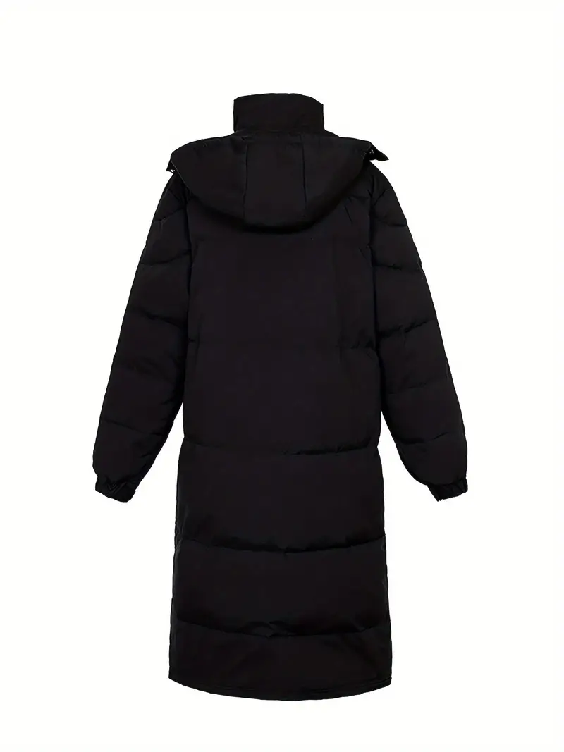 Lange Wattierte Steppjacke mit Kapuze